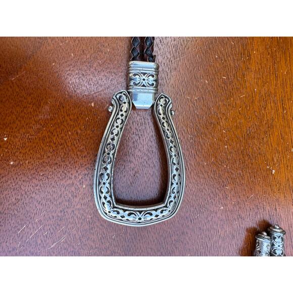 Vintage Brighton Western Braided leather Rope Belt Silver Toned Horseshoe Buckle - Picture 2 of 5
